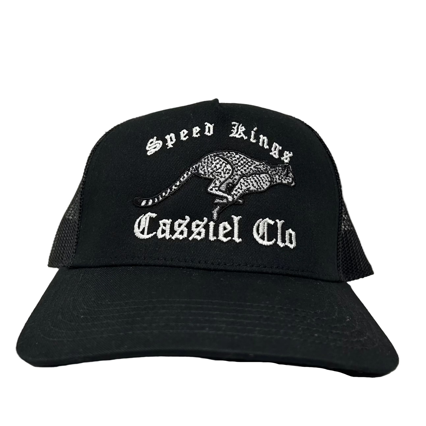 Cassiel Speed Kings Embroidered Black Trucker Cap