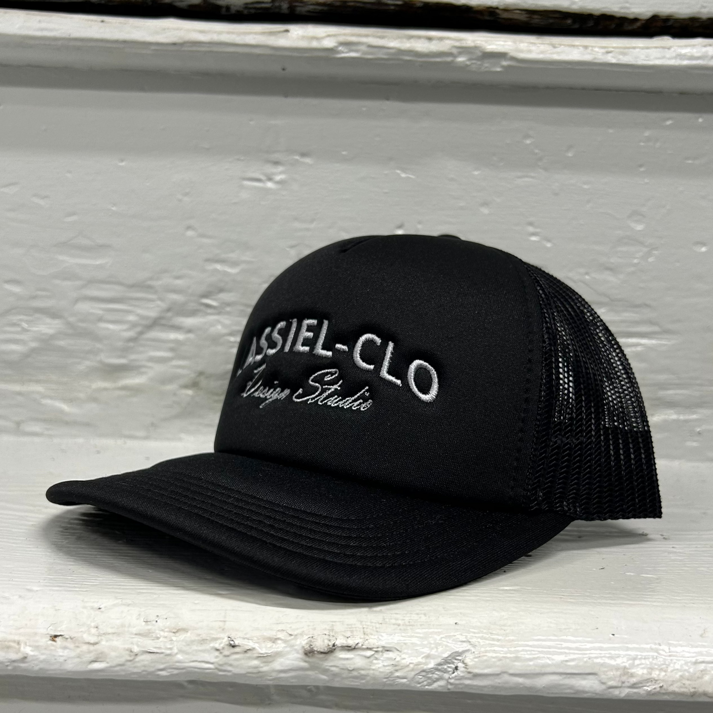 Cassiel Arch Logo Black Foam Trucker Cap