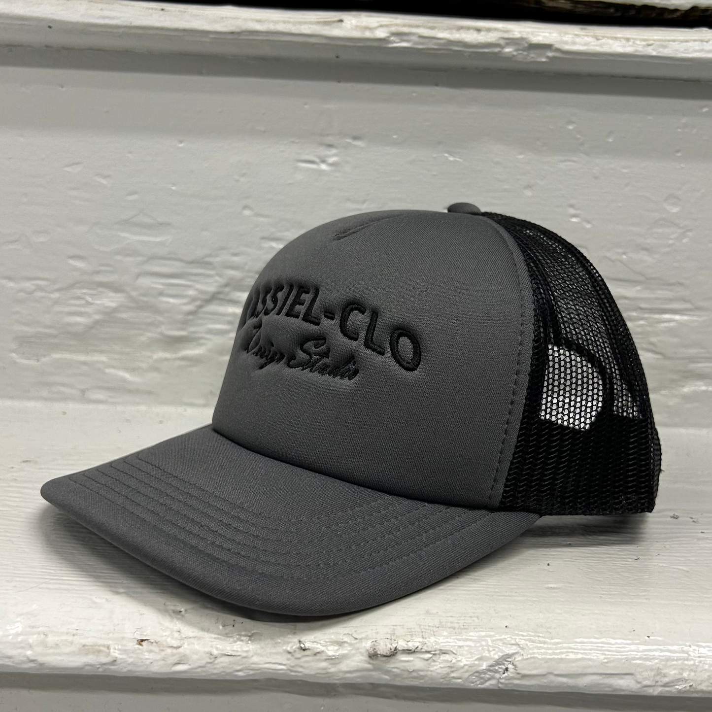 Cassiel Arch Logo Grey Foam Trucker Cap