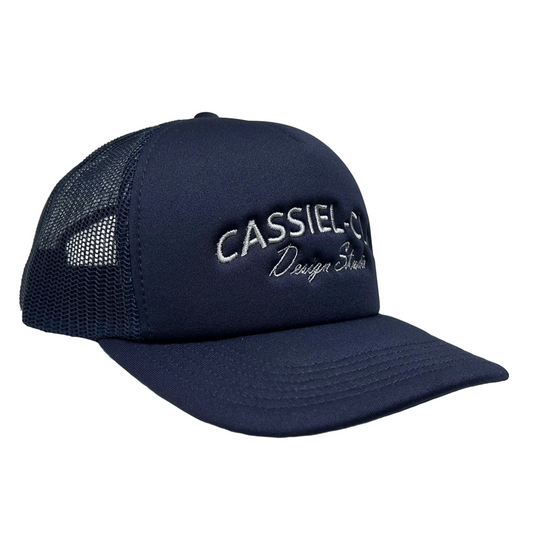 Cassiel Arch Logo Navy Foam Trucker Cap