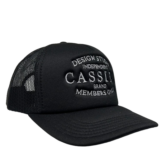 Cassiel Brand Logo Black Foam Trucker Cap
