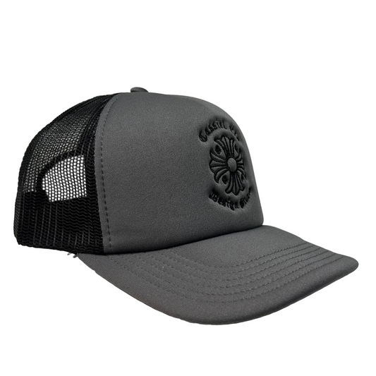Cassiel Cross Logo Grey Foam Trucker Cap