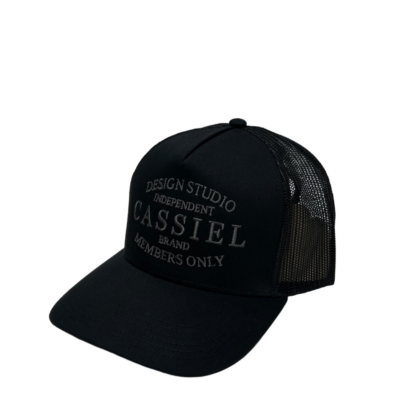 Cassiel Brand Members Only Embroidered Black Trucker Cap