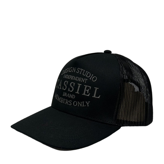 Cassiel Brand Members Only Embroidered Black Trucker Cap