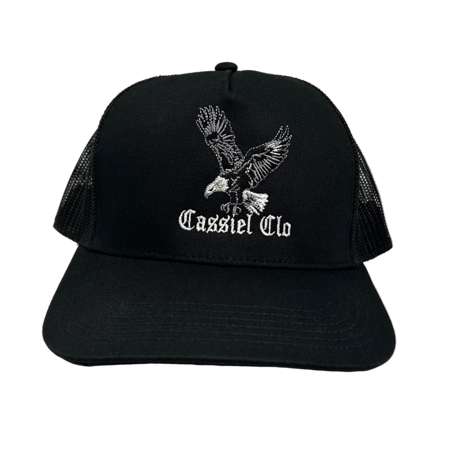 Cassiel Eagle Embroidered Black Trucker Cap