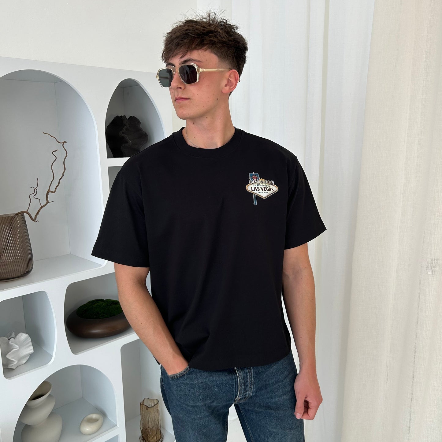 Cassiel Las Vegas Box Black Tee