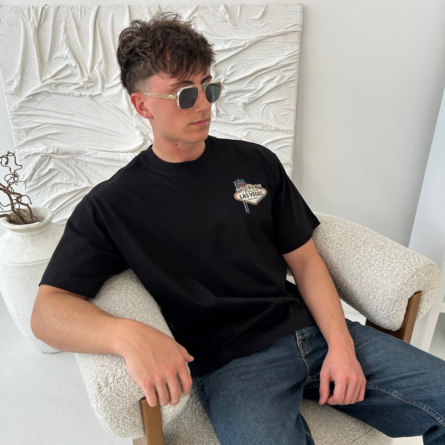 Cassiel Las Vegas Box Black Tee
