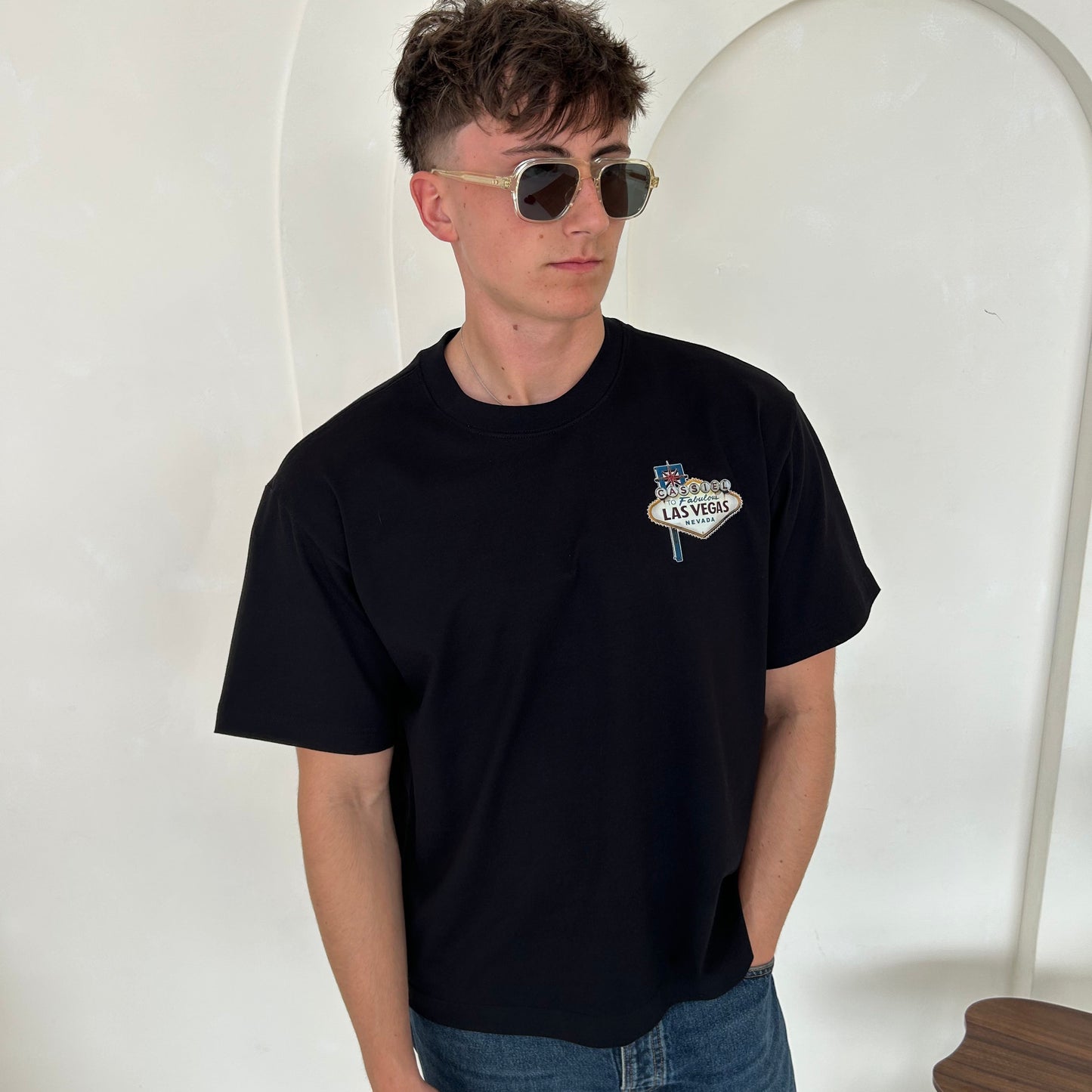 Cassiel Las Vegas Box Black Tee