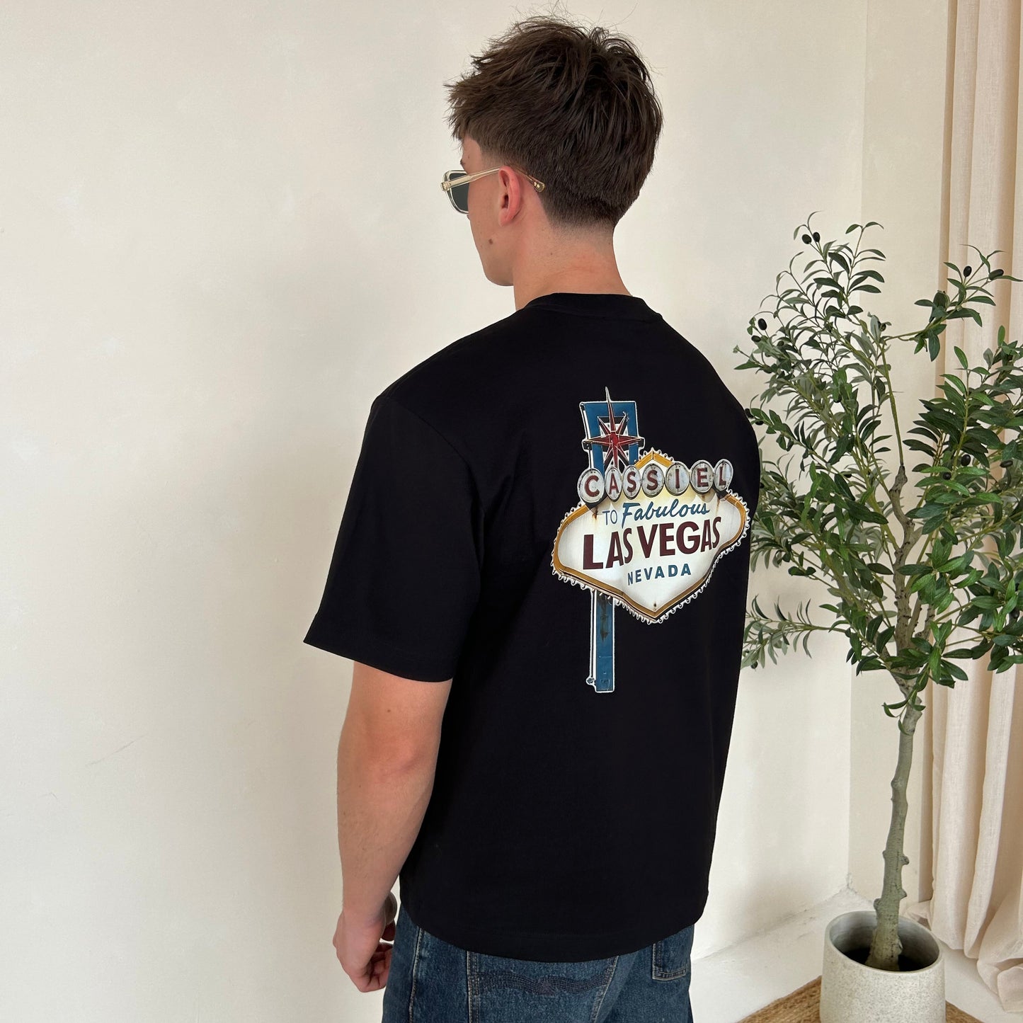 Cassiel Las Vegas Box Black Tee