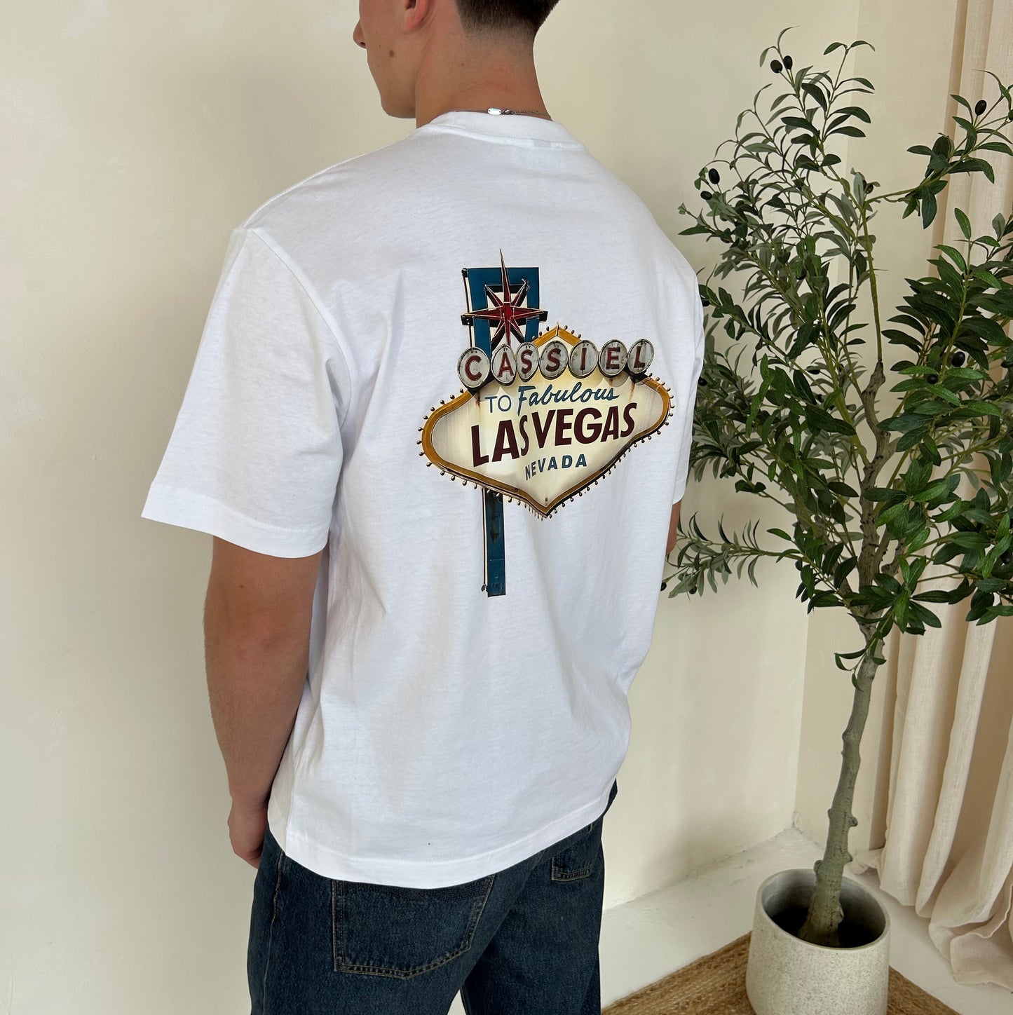 Cassiel Las Vegas Box White Tee