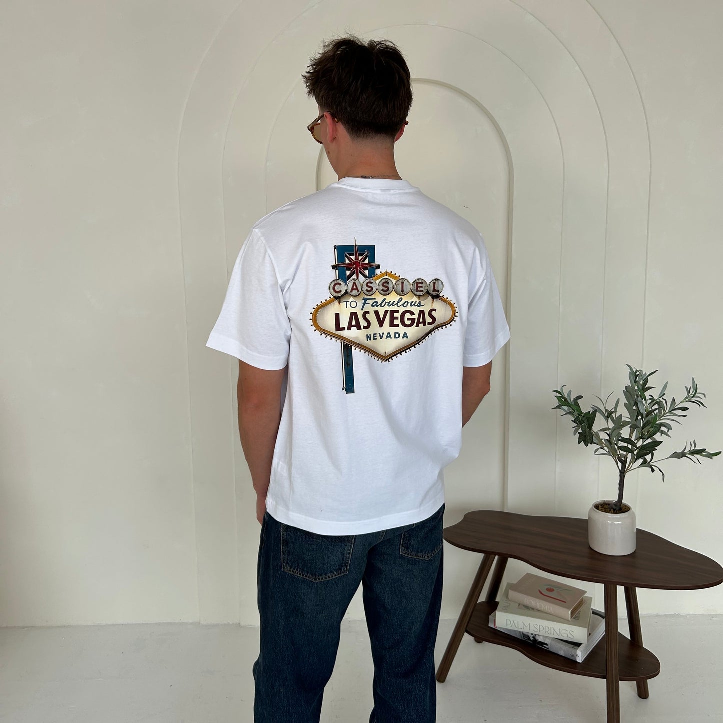 Cassiel Las Vegas Box White Tee