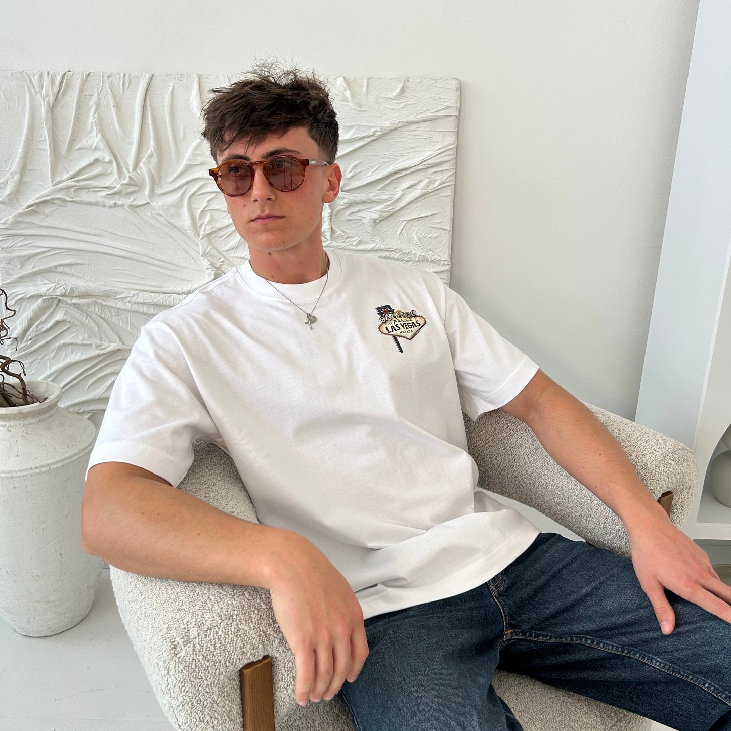 Cassiel Las Vegas Box White Tee