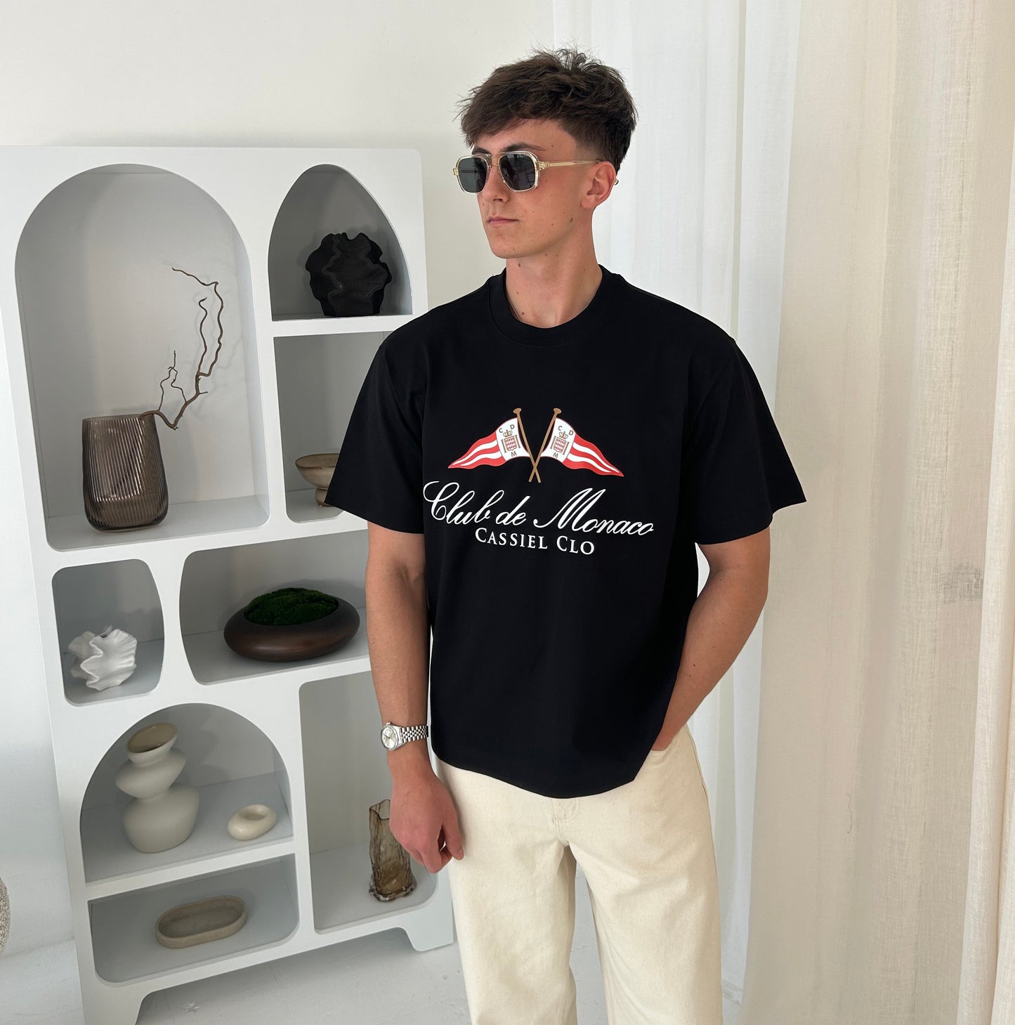 Cassiel Club De Monaco Box Black Tee