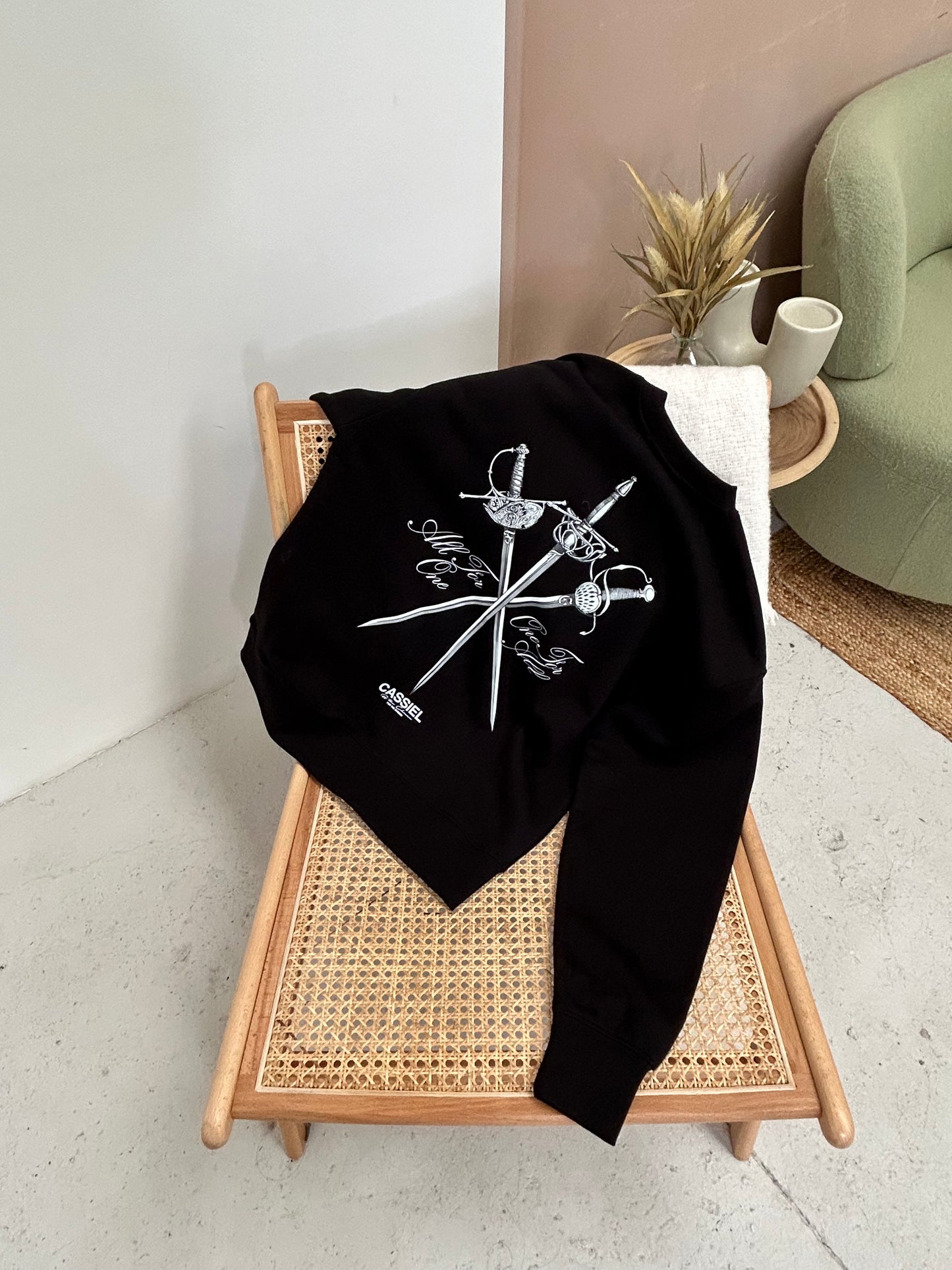 Cassiel Swords Back Print Black Sweatshirt