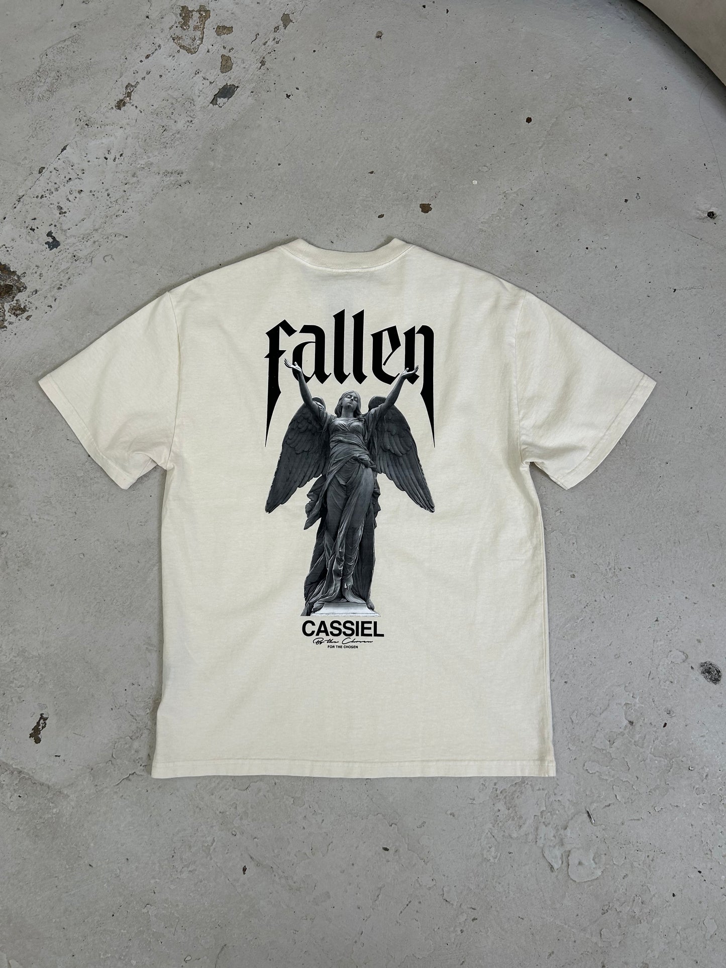 Cassiel Fallen Angel Back Print Ecru Tee