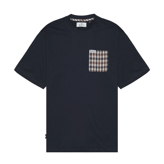 Aquascutum Check Pocket Navy Tee