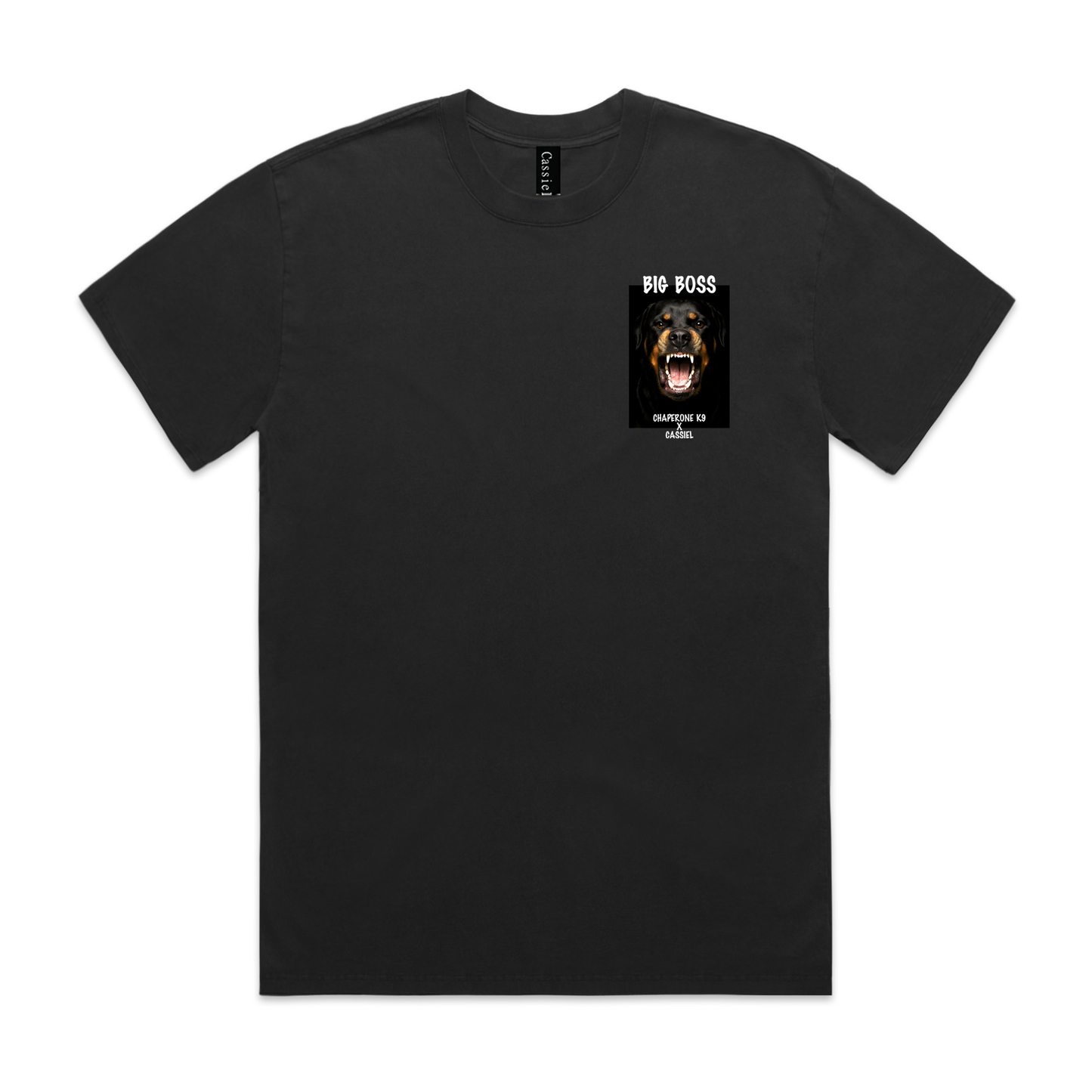Cassiel X Chaperone K9 Big Boss Faded Black Tee