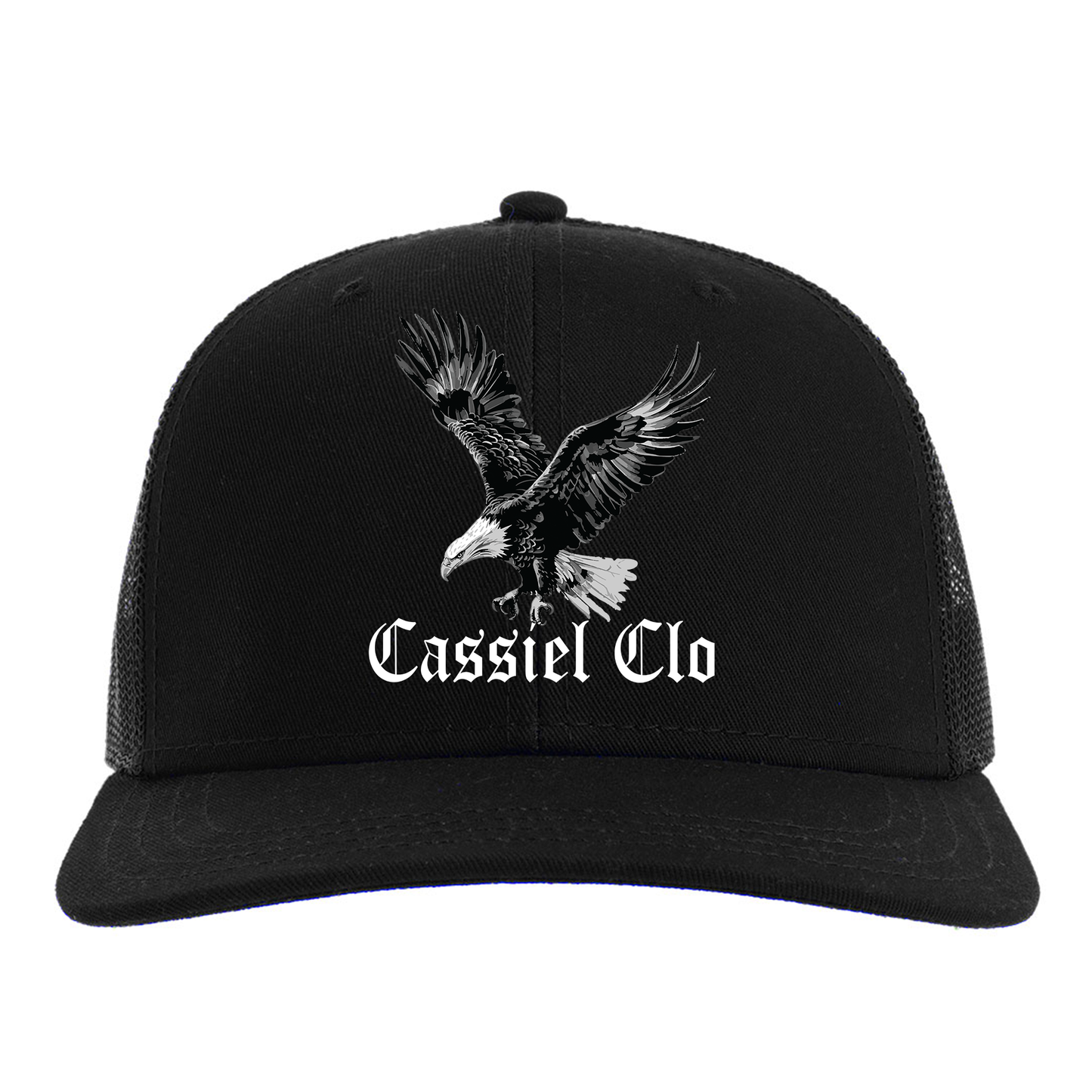 Cassiel Eagle Embroidered Black Trucker Cap