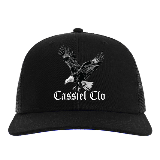 Cassiel Eagle Embroidered Black Trucker Cap