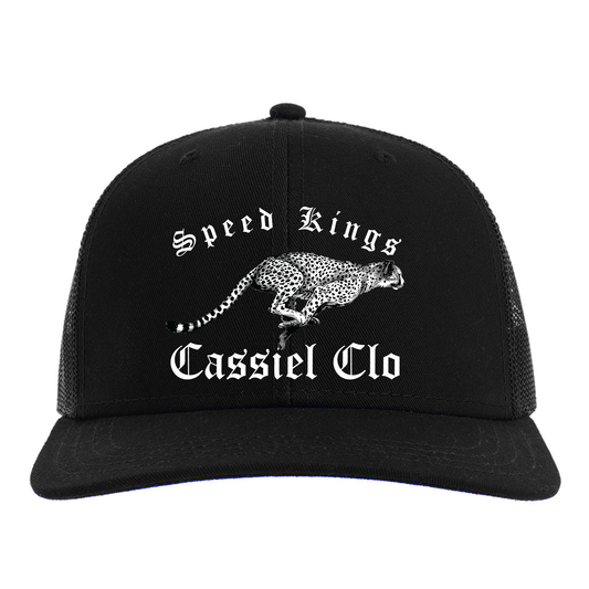 Cassiel Speed Kings Embroidered Black Trucker Cap