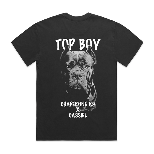 Cassiel X Chaperone K9 Top Boy Faded Black Tee