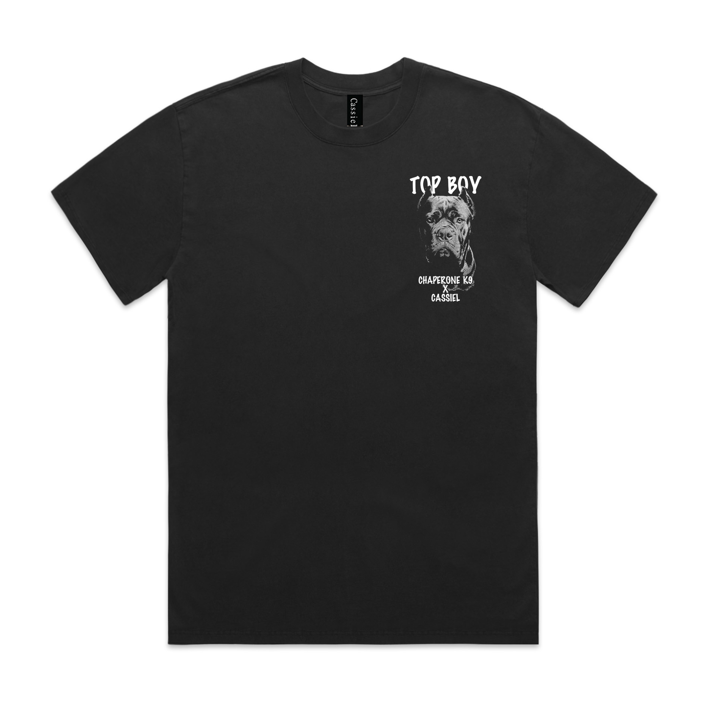 Cassiel X Chaperone K9 Top Boy Faded Black Tee